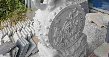 河池芝麻白抱鼓石 庭院抱鼓石