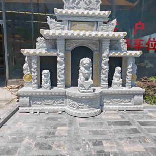 河池芝麻白中国黑石材套墓 花岗岩墓碑