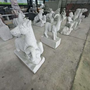 河池芝麻白雕刻 十二生肖 异形雕刻